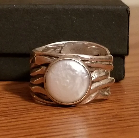 Silpada Sterling Silver Coin Pearl Ring
